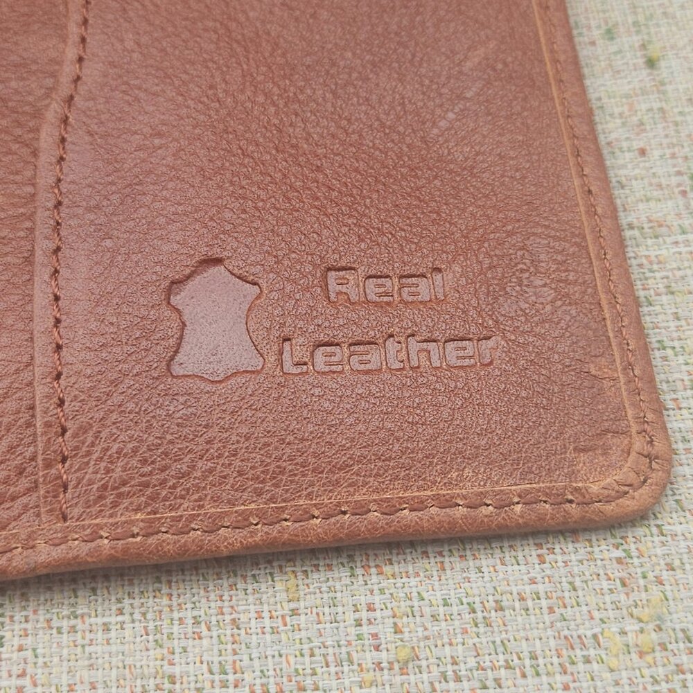 Travel Passport Holder Card Holder Brown Real Genuine Leather Handmade Purse - Picture 5 of 11